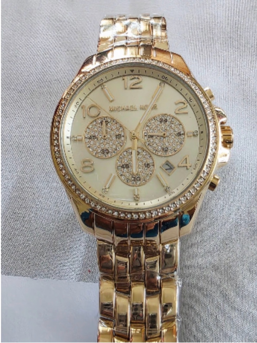 Brand NEW Michael Kors Gold Oversized Pilot Pavé Gold-Tone Watch